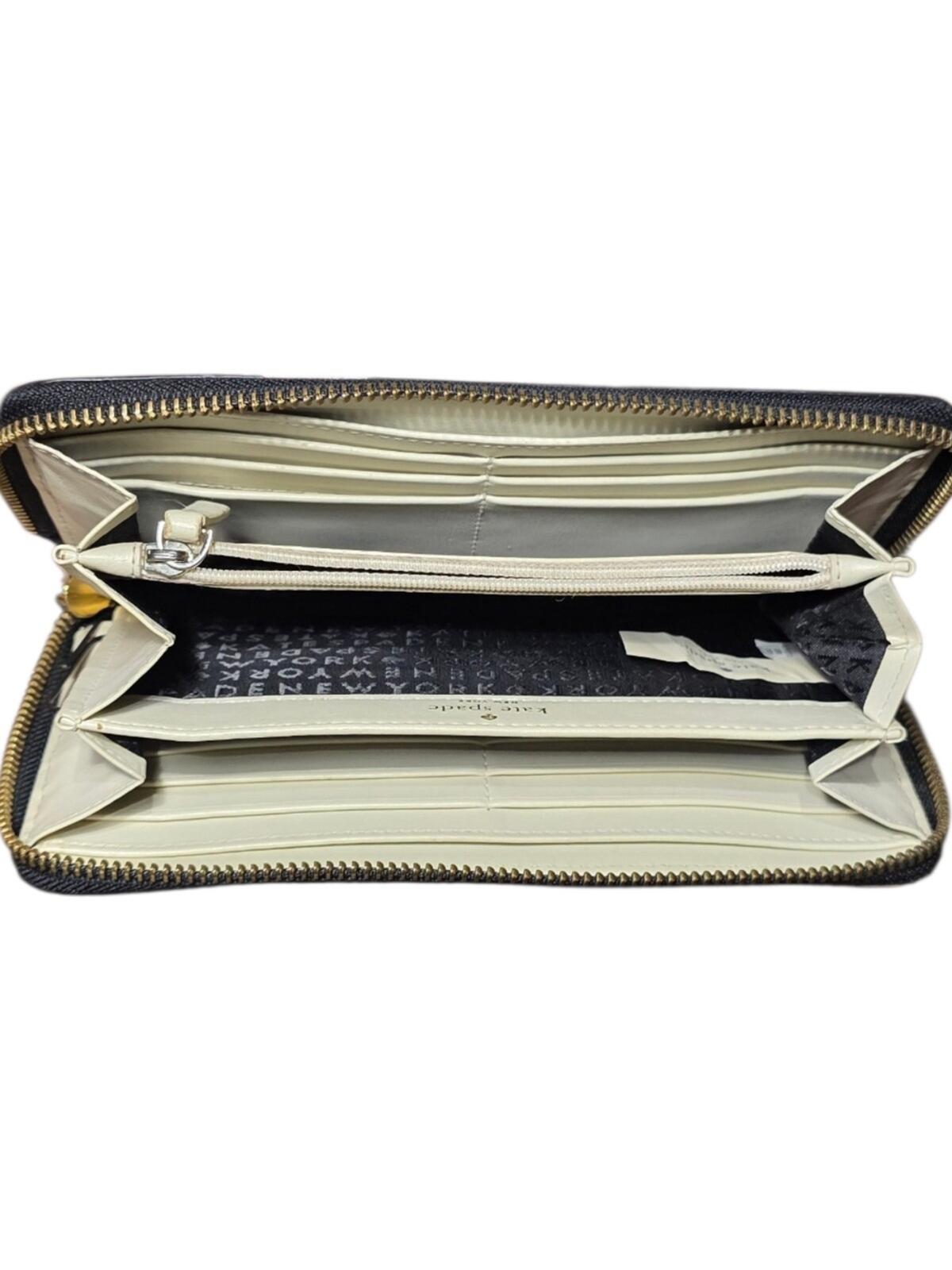 Kate Spade Grant Street Neda Floral Zip Around Continental Wallet Black White