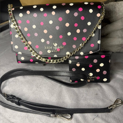Kate Spade Laurel Way Jeweled Dots Greer Crossbody Bag & Card Case Set