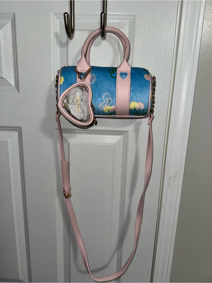 Juicy Couture Blue & Pink Mini Barrel Crossbody Bag with Coin Purse