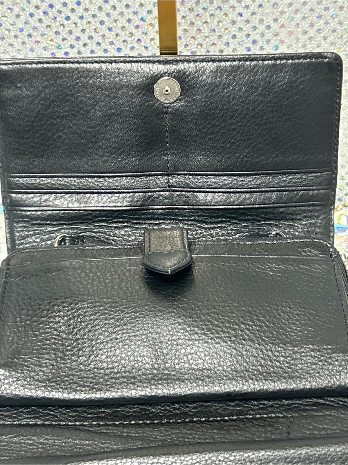 Brighton Black and Brown Leather Shoulder Bag with Silver-Tone Clasp