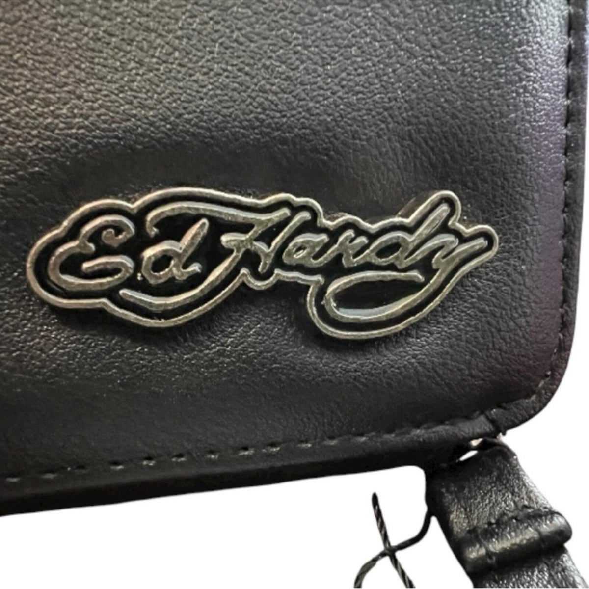 Ed Hardy Y2K Tattoo Heart Wristlet Wallet Black Red Rocker Clutch