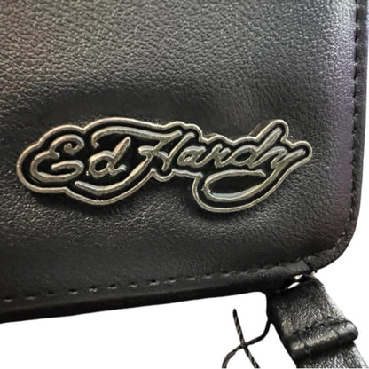 Ed Hardy Y2K Tattoo Heart Wristlet Wallet Black Red Rocker Clutch