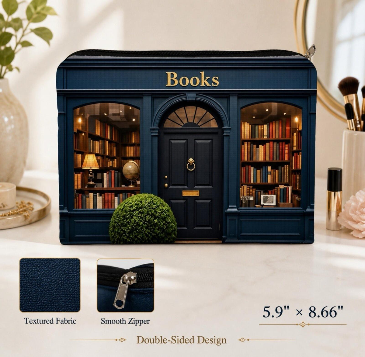Bookstore Makeup Bag Library Cosmetic Pouch Book Lover Gift