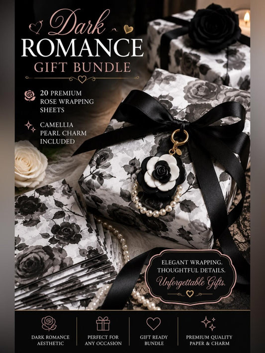 Dark Romance Gift Wrap Bundle 20 Rose Sheets Purse Charm Keychain