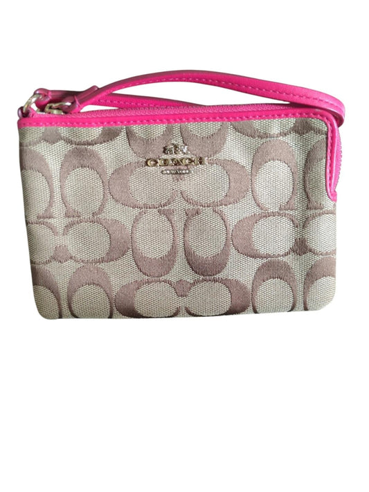 Coach Brown and Pink Signature Wristlet
