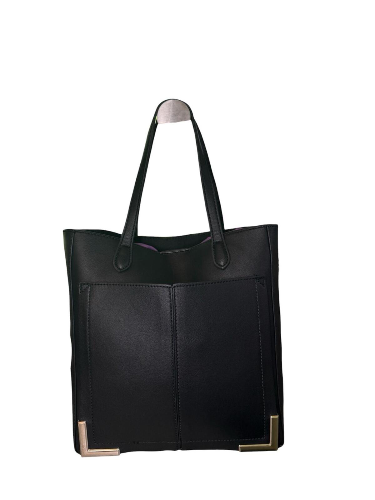 Steve Madden Black Faux Leather Tote Bag