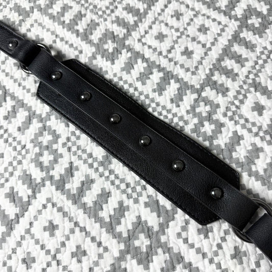 KILLSTAR Black faux leather studded crossbody bag strap. STRAP ONLY, NO