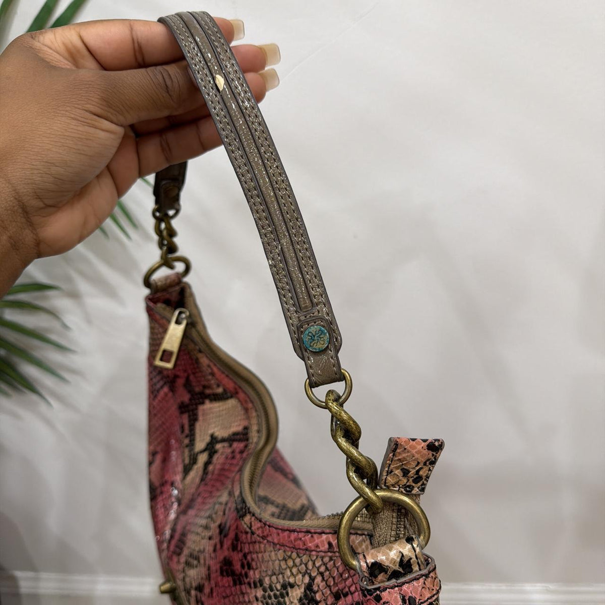 Vintage Y2k Simply Vera Vera Wang Pink Snakeskin Hobo Bag Grunge Sleaze