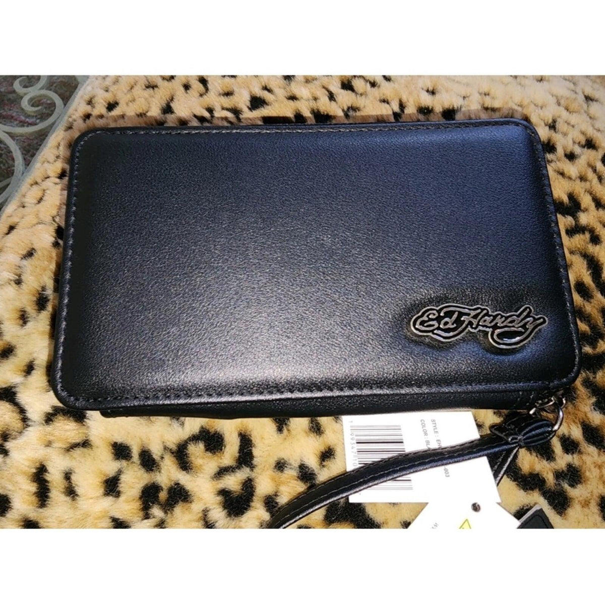 Ed Hardy Y2K Tattoo Heart Wristlet Wallet Black Red Rocker Clutch
