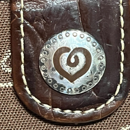 Brighton Brown leather  Heart Pattern small crossbody EUC