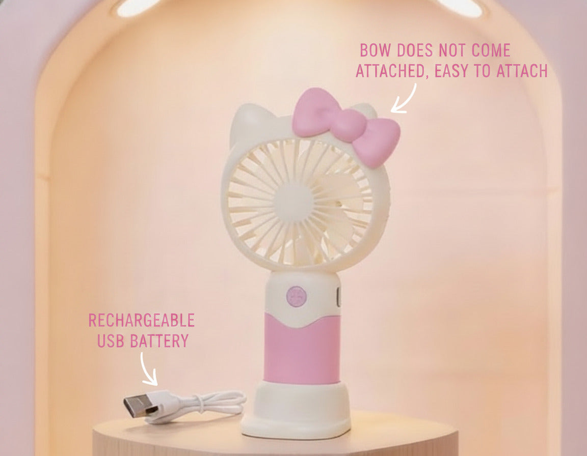 Hello Kitty Portable Handheld Fan with Tote Bag and Mini Purses Set