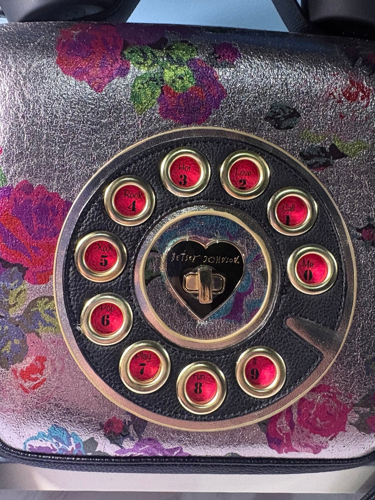 Betsey Johnson Floral Rotary Telephone Crossbody Purse Corded Novelty Bag