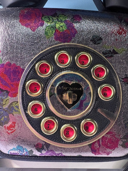 Betsey Johnson Floral Rotary Telephone Crossbody Purse Corded Novelty Bag