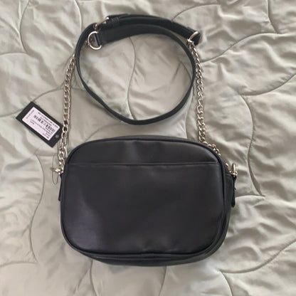 Badgley Mischka Black Vegan Leather Shoulder Bag with Chain Strap  nwt
