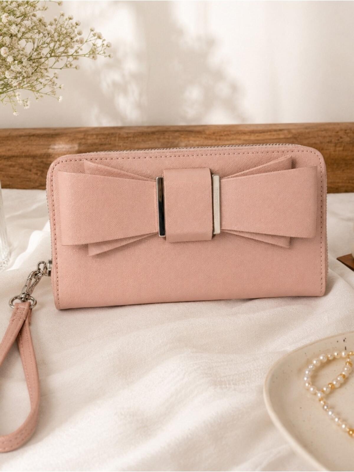 Betsey Johnson Blush Pink Bow Wristlet Wallet NWOT