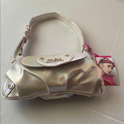 Paris Hilton Iridescent White Shoulder Bag with Heart Detail - New with Tags