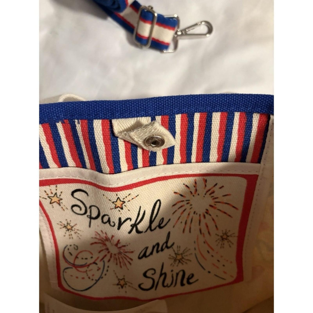Brighton Love Heart Canvas Tote Bag Womens Small Ivory Red Blue