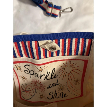 Brighton Love Heart Canvas Tote Bag Womens Small Ivory Red Blue
