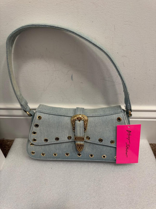 Betsey Johnson Denim Studded Buckle Shoulder Bag Blue NWT
