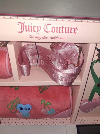EXCLUSIVE Juicy Couture  Cherry Gift Set NWT Crossbody Bag Pink Velvet