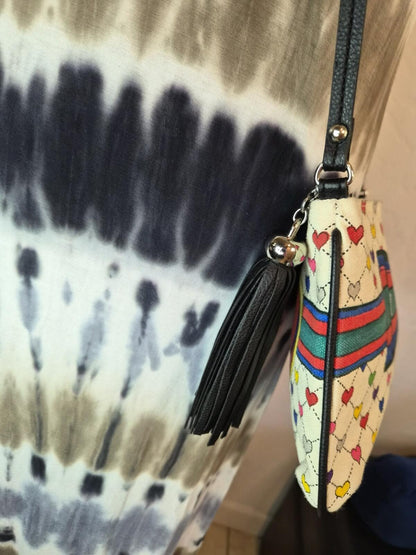 Vintage Brighton Love & Joy Crossbody Bag Hearts Bow Tassel EUC #0315