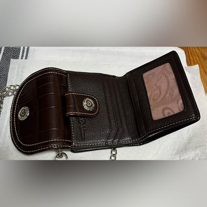 Brighton Brown leather  Heart Pattern small crossbody EUC