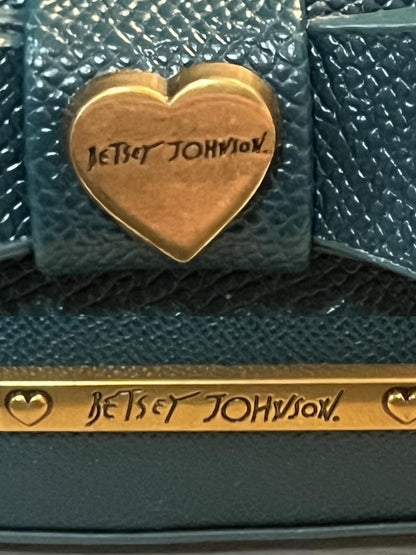 Betsey Johnson Teal Bow Crossbody Satchel Purse Rhinestone Unicorn Charm EUC