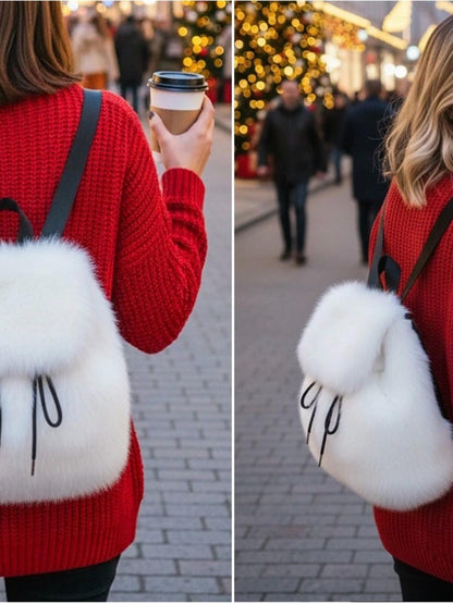 Pink Leopard Faux Fur Mini Backpack | Plush Cozy Y2K Statement Bag