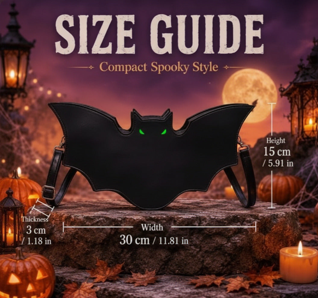 Halloween Bat Shoulder Crossbody Bag in Black Faux Leather