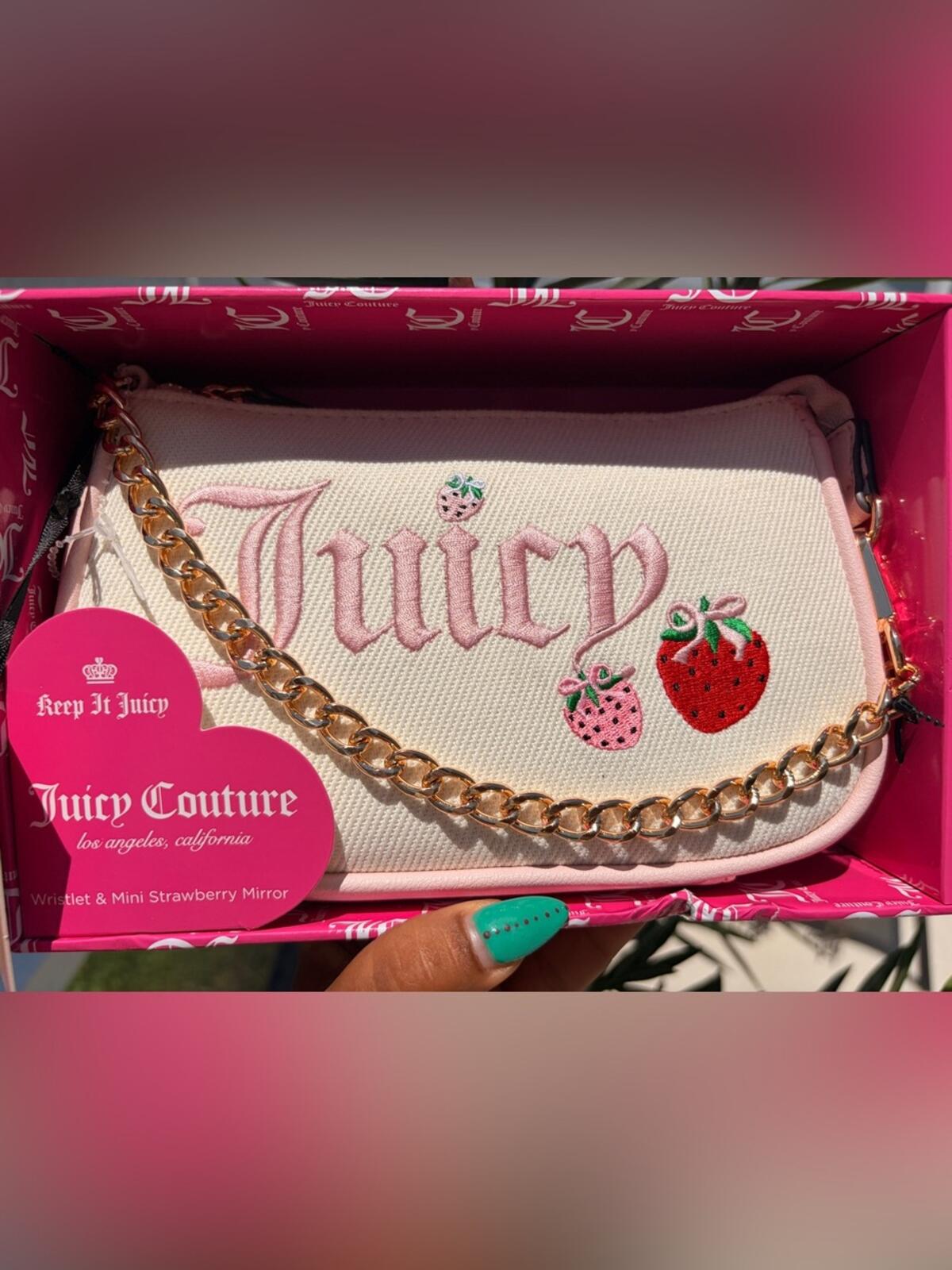 Juicy Couture Strawberry Monogram Wristlet Gift Set with Heart Charm