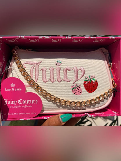 Juicy Couture Strawberry Monogram Wristlet Gift Set with Heart Charm