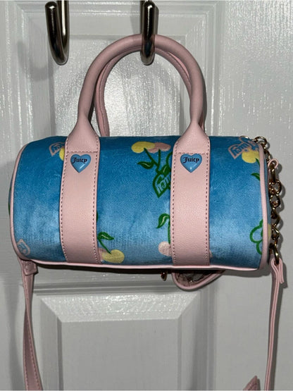 Juicy Couture Blue & Pink Mini Barrel Crossbody Bag with Coin Purse