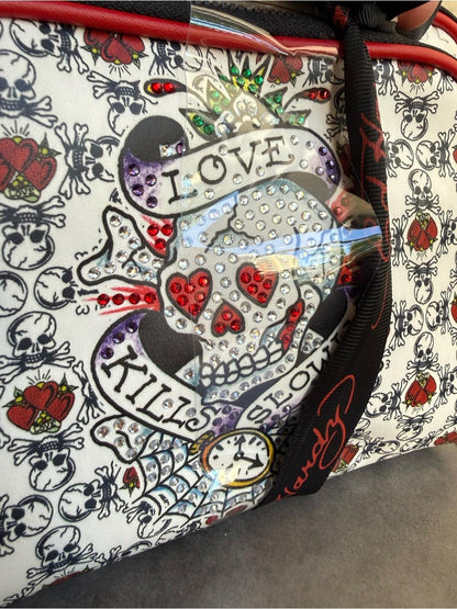 Ed Hardy "Love Kills Slowly" White Tattoo Graphic 2-Piece Bag Set