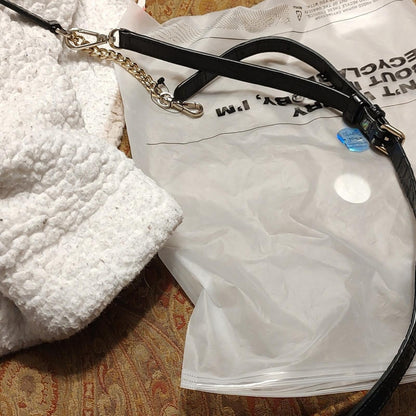 DKNY Black Croc Embossed Leather Crossbody Chain Strap NWT