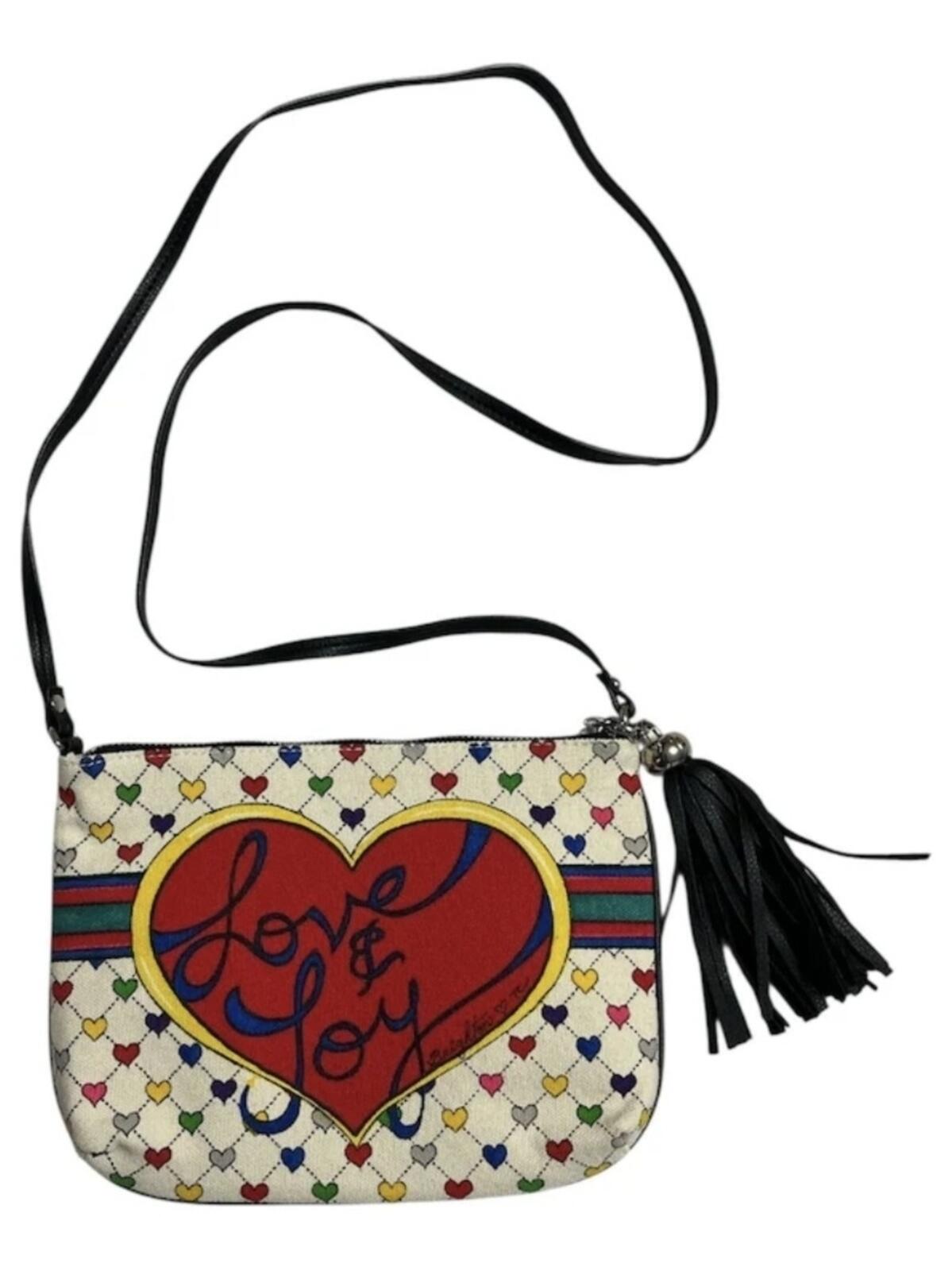 Vintage Brighton Love & Joy Crossbody Bag Hearts Bow Tassel EUC #0315