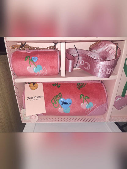 EXCLUSIVE Juicy Couture  Cherry Gift Set NWT Crossbody Bag Pink Velvet