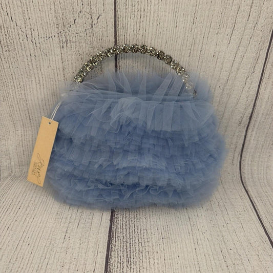 Badgley Mischka Jewel Purse Blue Tulle Ruffle Evening Bag Prom Wedding Girly