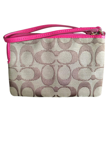 Coach Brown and Pink Signature Wristlet