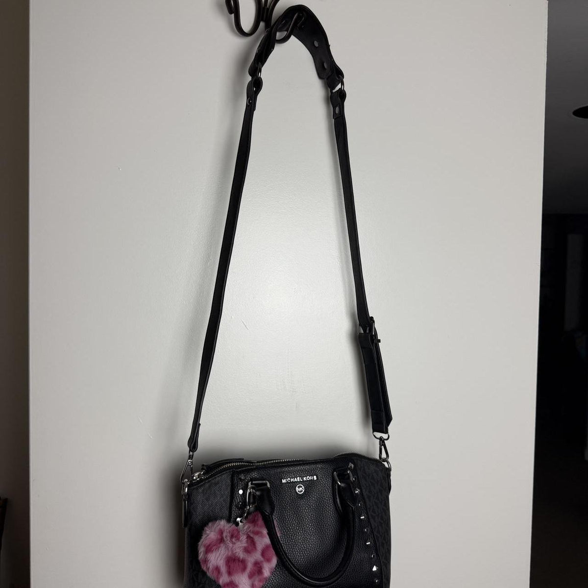 KILLSTAR Black faux leather studded crossbody bag strap. STRAP ONLY, NO