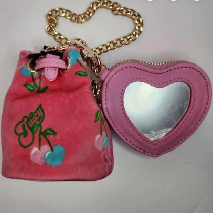 Exclusive JUICY COUTURE PINK HEART MINI DRAWSTRING BAG W CHARM NWT