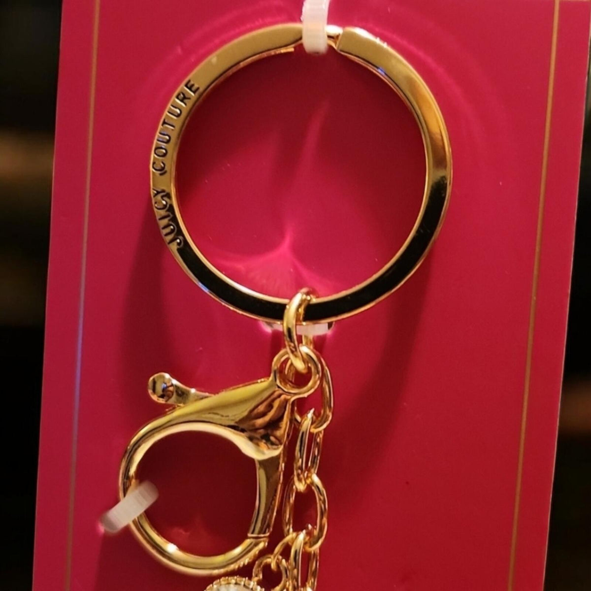 Juicy Couture Gold Crystal 'Juicy' Script Keychain Charm