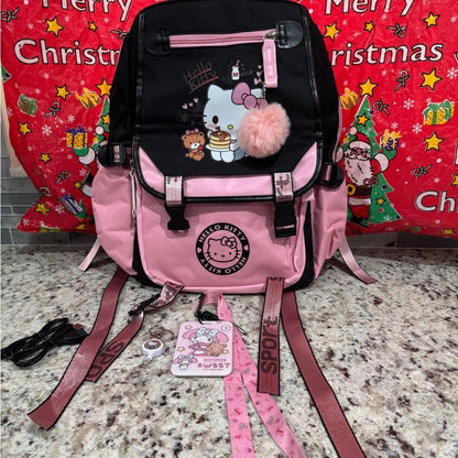 NWOT Hello Kitty Pink and Black Backpack bundle with lanyard