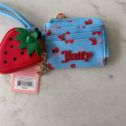 Juicy Couture JUICY STRAWBERRY RETRO BLUE WALLET W CHANGE PURSE!