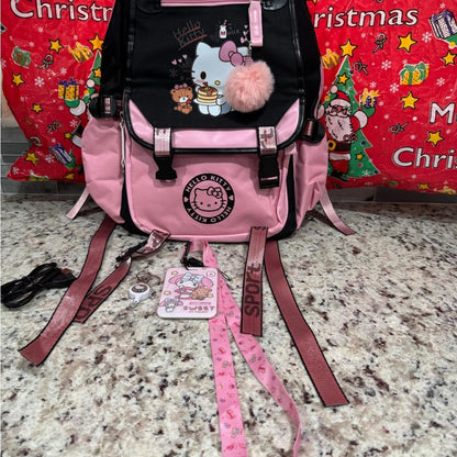 NWOT Hello Kitty Pink and Black Backpack bundle with lanyard