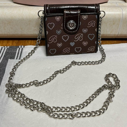 Brighton Brown leather  Heart Pattern small crossbody EUC