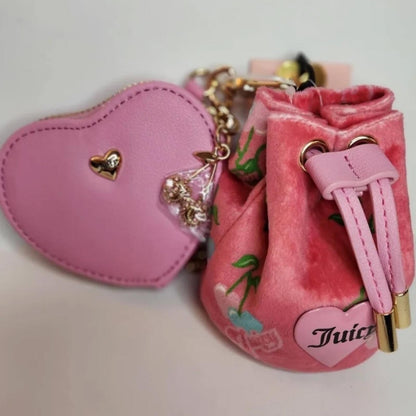 Exclusive JUICY COUTURE PINK HEART MINI DRAWSTRING BAG W CHARM NWT