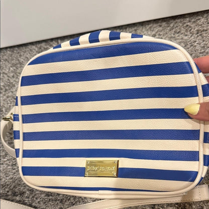 Betsey Johnson Striped Navy & White Crossbody Bag with Red Bow Accent purse
