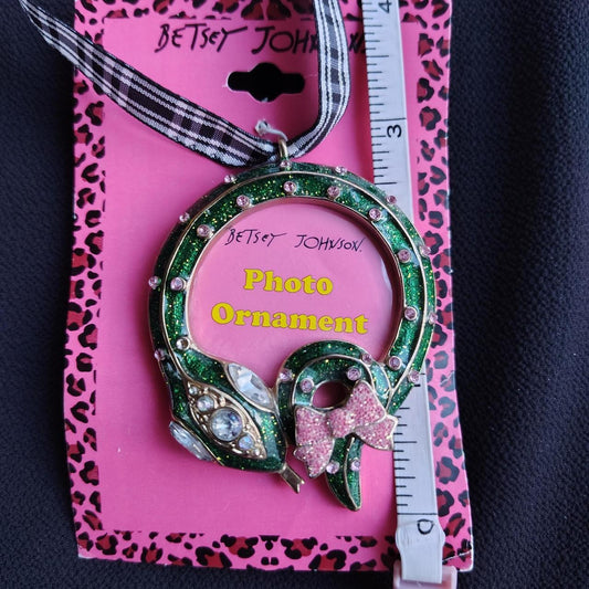 Betsey Johnson Pink & Green Photo Ornament with Ribbon - New With Tags