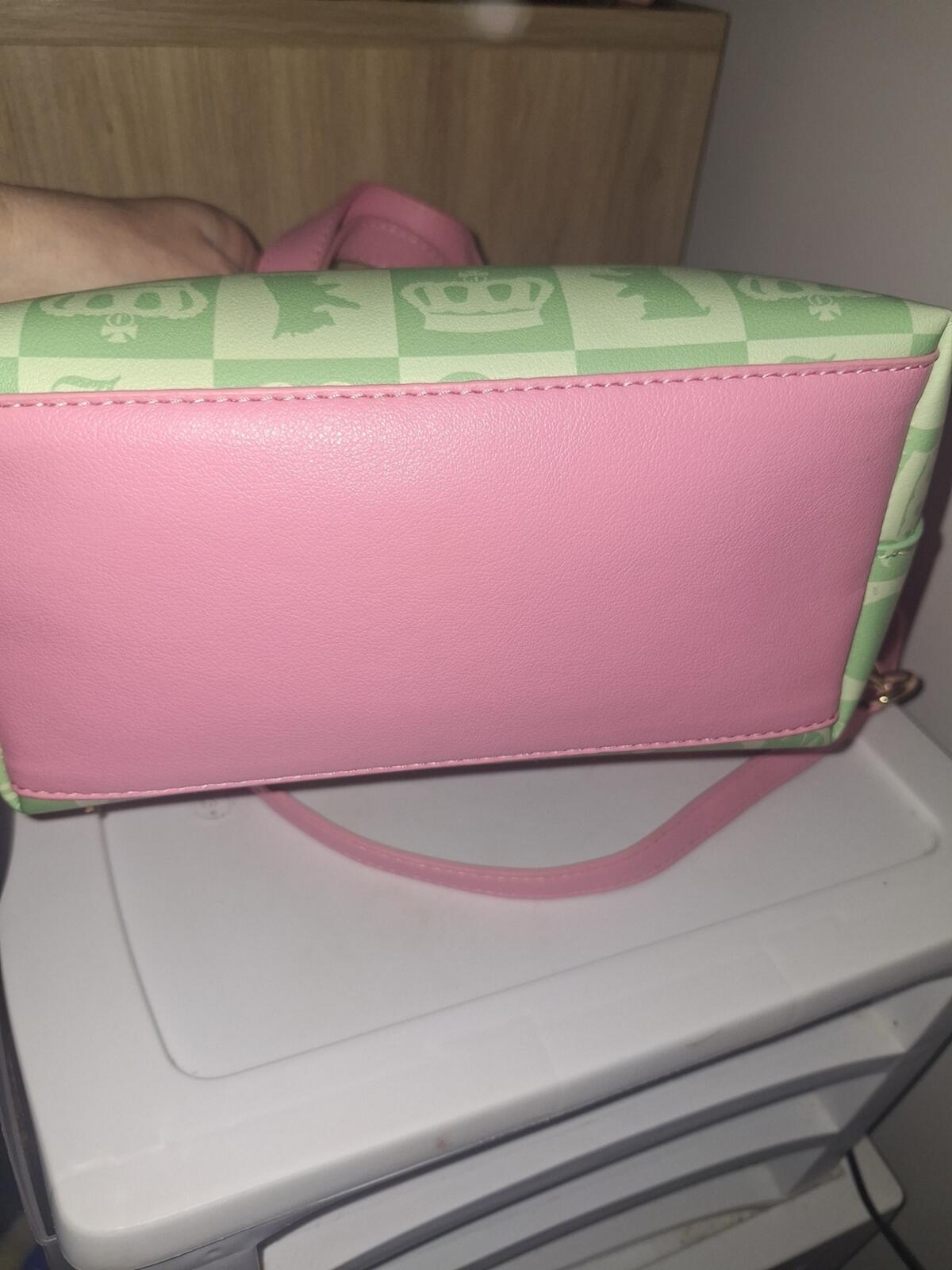 Juicy Couture Sweet Break Time Green Pink Checkerboard Tote Heart Charm