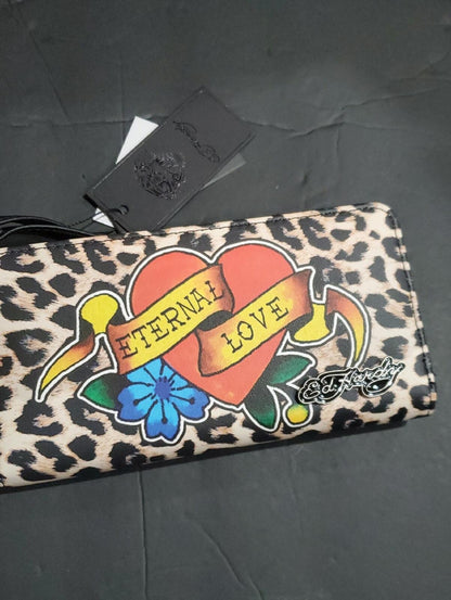 Ed Hardy Eternal Love Animal Print Zip Around Wallet NWT